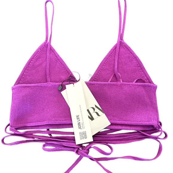 ZARA MAXI SKIRT WITH FRINGES  LININ AND ZARA PURPLE CROP TOP - Picture 10 of 10